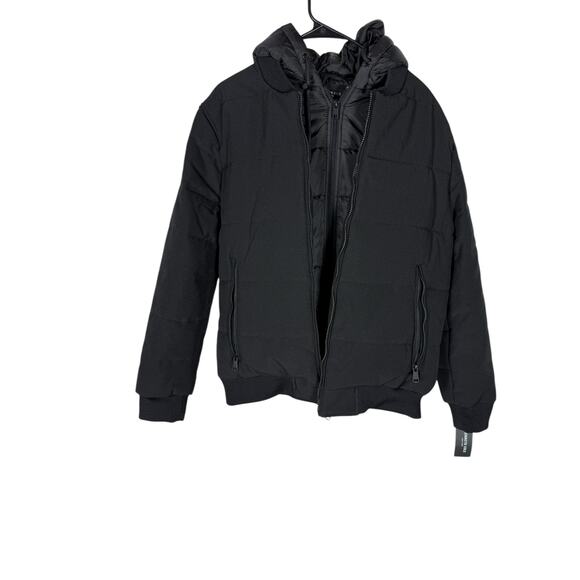 NWT Kenneth Cole Men's Bomber Jacket / removable quilted hooded liner M Black - Picture 1 of 8